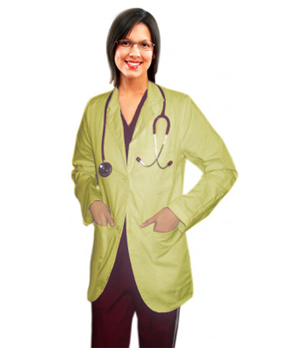 Poplin Consultation lab coat ladies full sleeve with back tieable style plastic buttons 3 pocket solid pleated