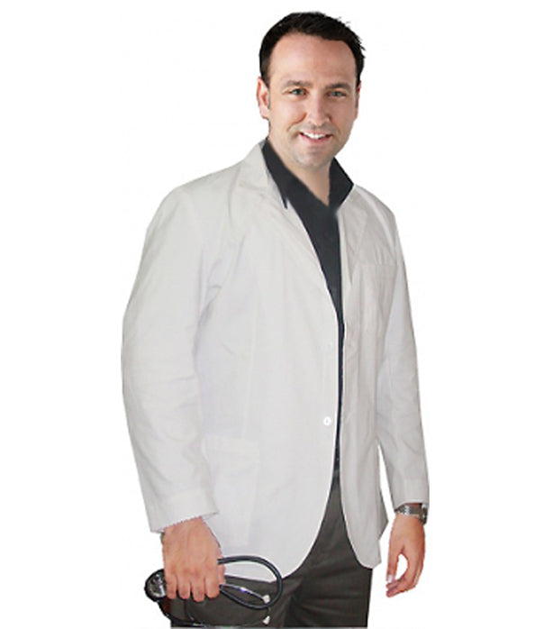 Poplin Consultation labcoat men full sleeve with plastic buttons 3 pocket solid pleated