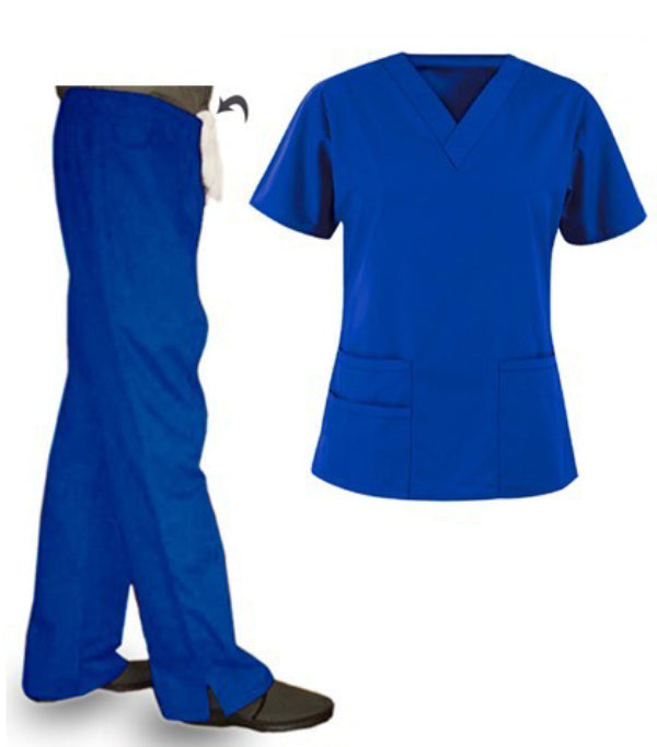 Poplin Unisex Bravo Scrub Set - 6 Pockets (3 Pockets Top with 1 Pencil Pocket, 2 Pockets Boot cut Pant), Half Sleeves
